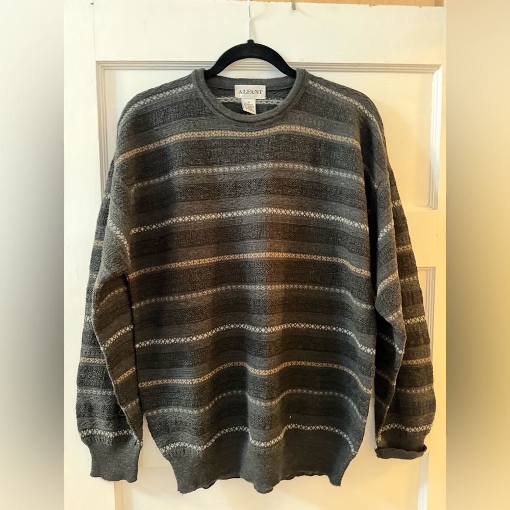 Vintage Alfani Men's Multi-Tone Crewneck Sweater